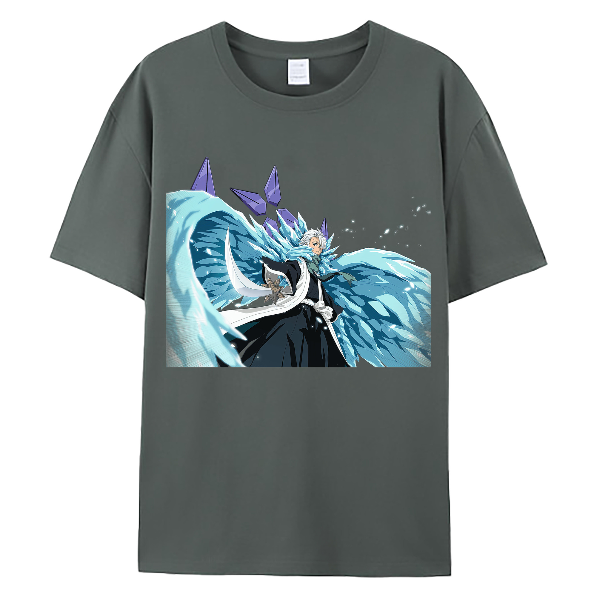 （画像用） ブリーチ 日番谷冬獅郎（ひつがや とうしろう） BLEACH Hitsugaya Toushirou 綿100％ メンズ半袖Tシャツ｜肌触りやわらか＆通気性